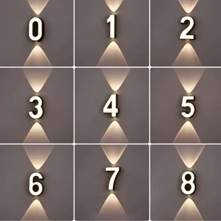 Modern Minimalist LED Light Up Numeric Wall Mounted Numbers