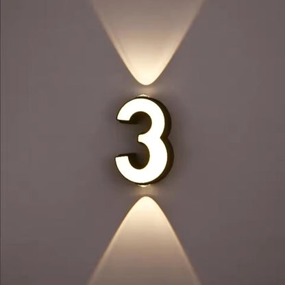 Modern Minimalist LED Light Up Numeric Wall Mounted Numbers