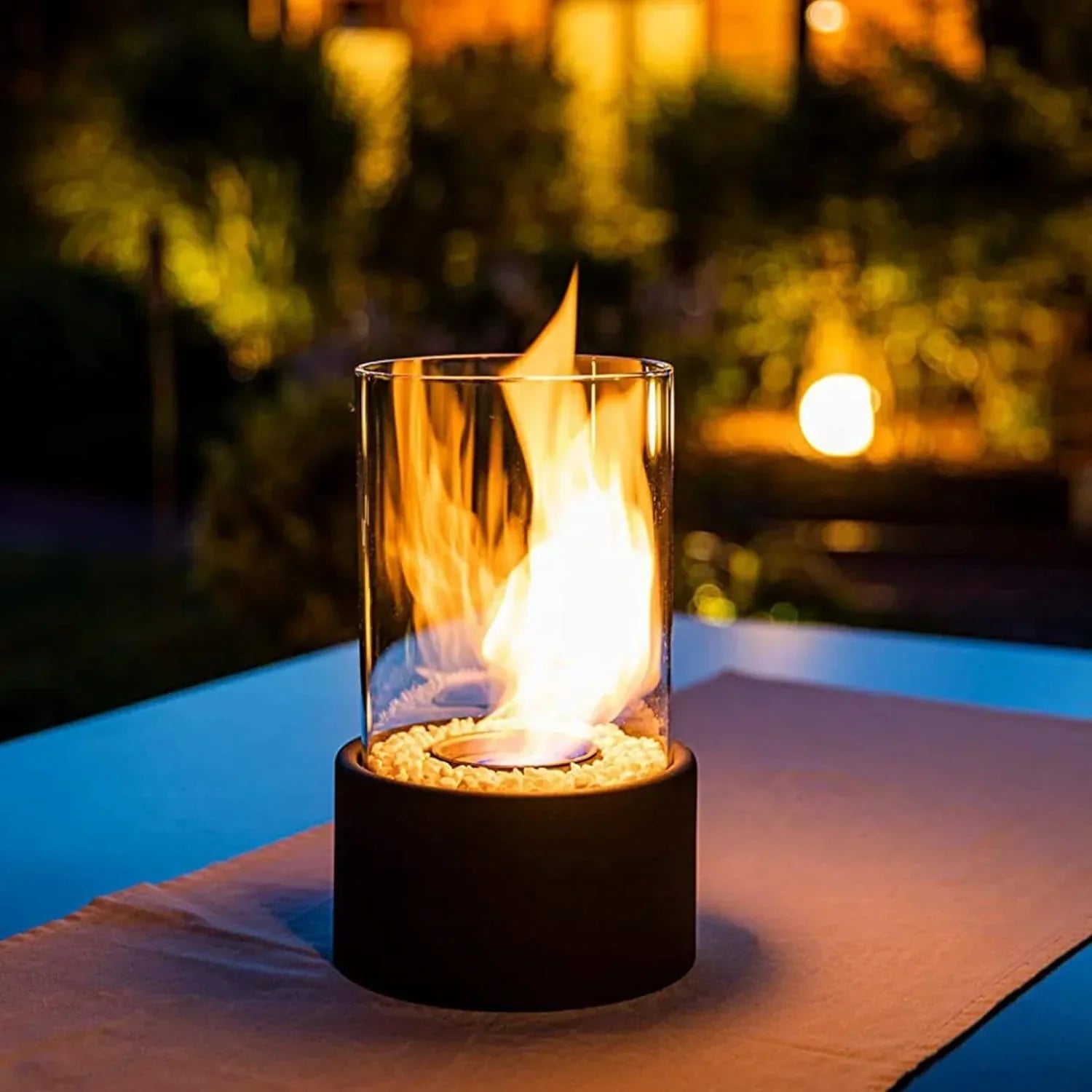 Bioethanol Tabletop Fireplace - Ventless Smokeless Indoor Outdoor - Portable Real Flame