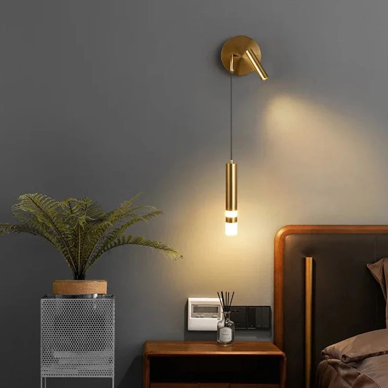 Gold Metal Glass Hanging Wall Lamp – LED Reading Light – Bedroom Living Room