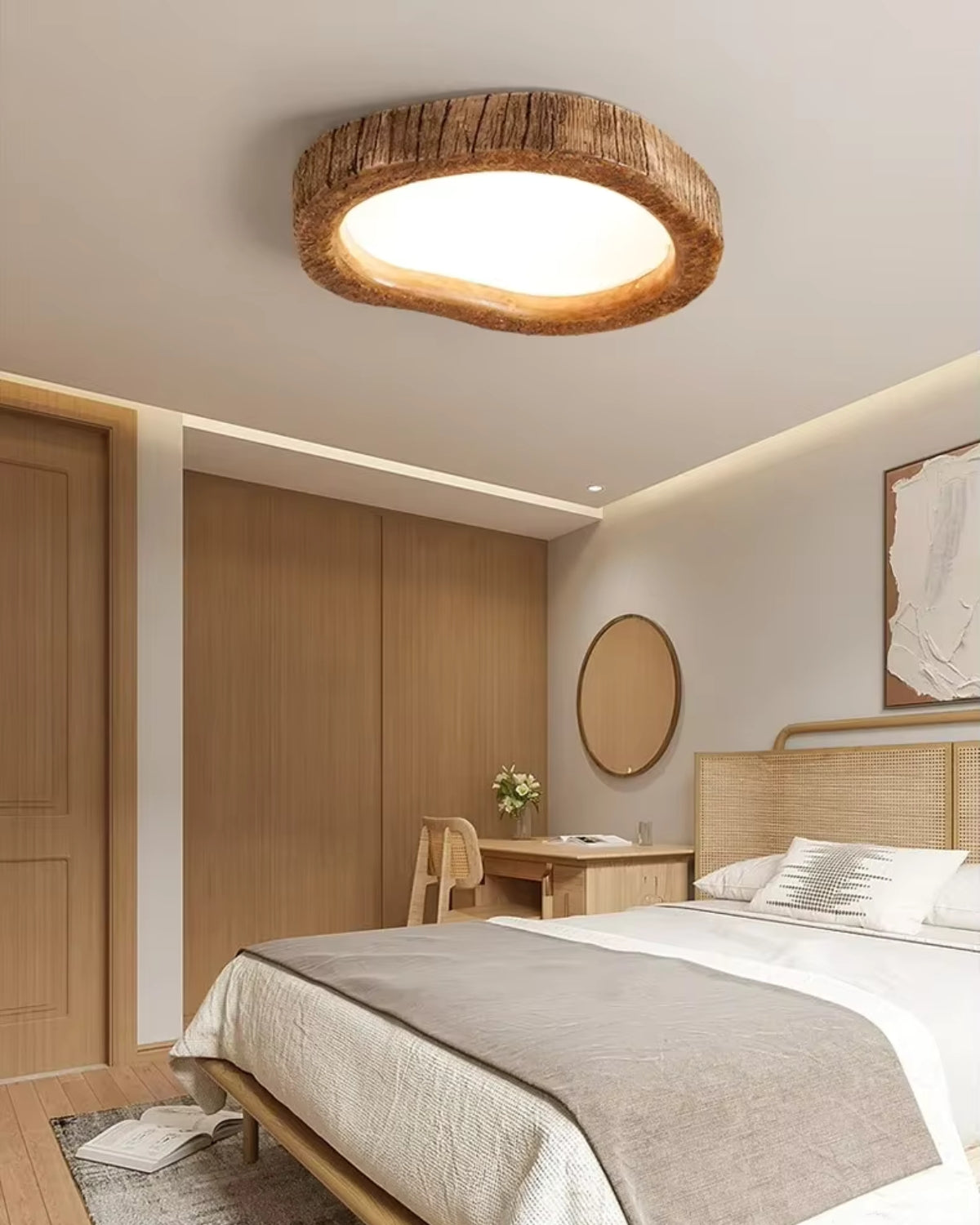 Rustic Integrated Led Wood Flush Mount Ceiling Light