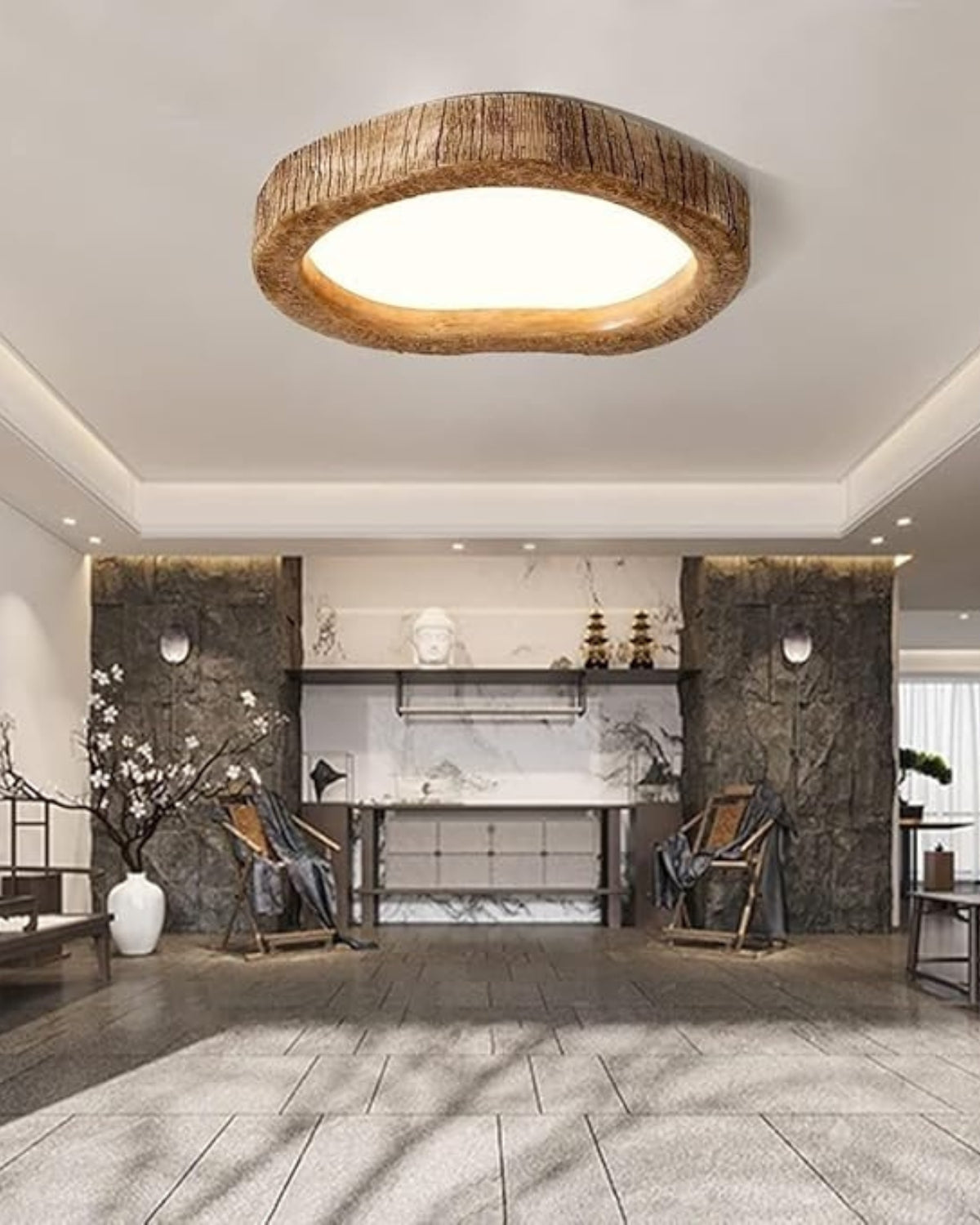 Rustic Integrated Led Wood Flush Mount Ceiling Light