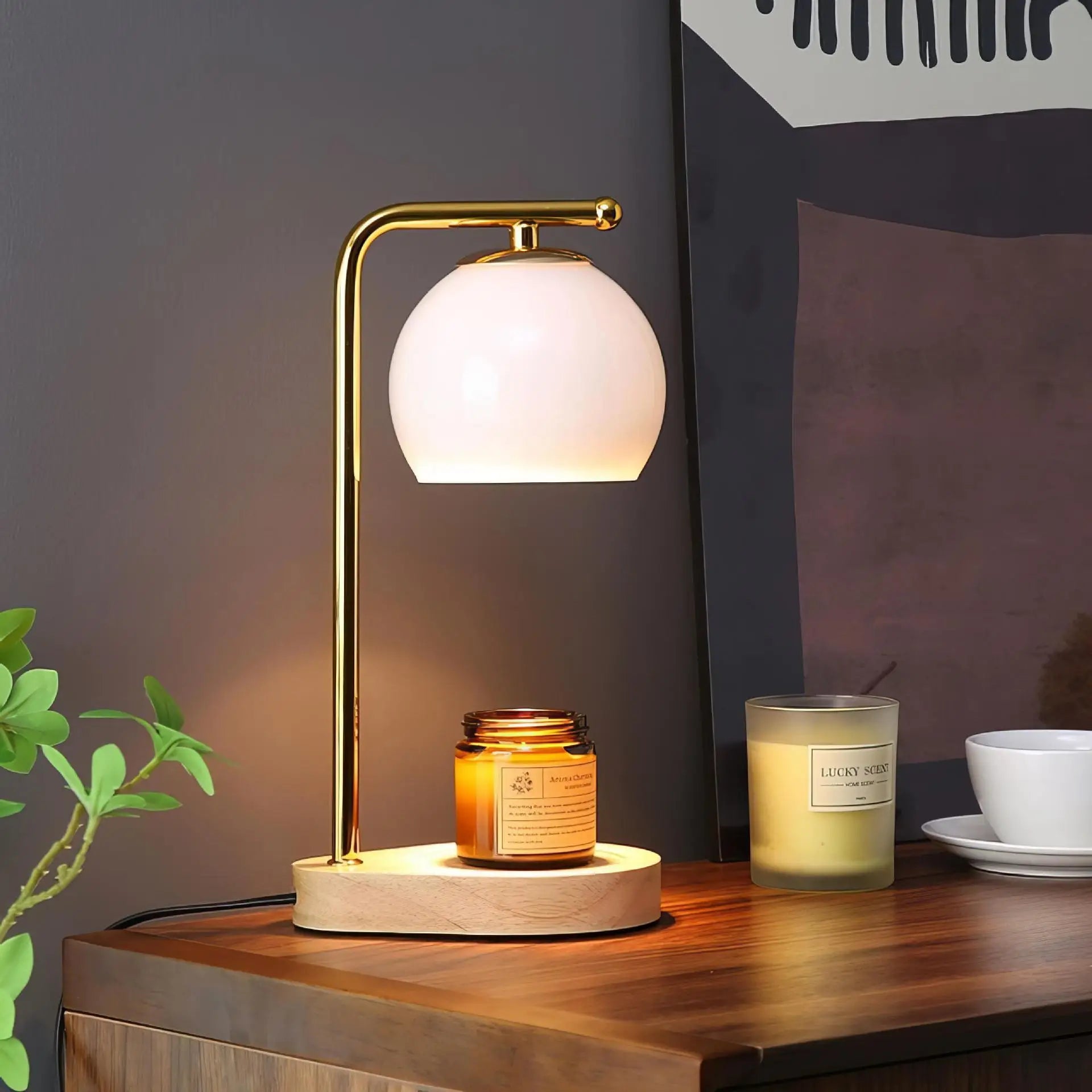 Contemporary Candle Warmer Lamp Marble Base