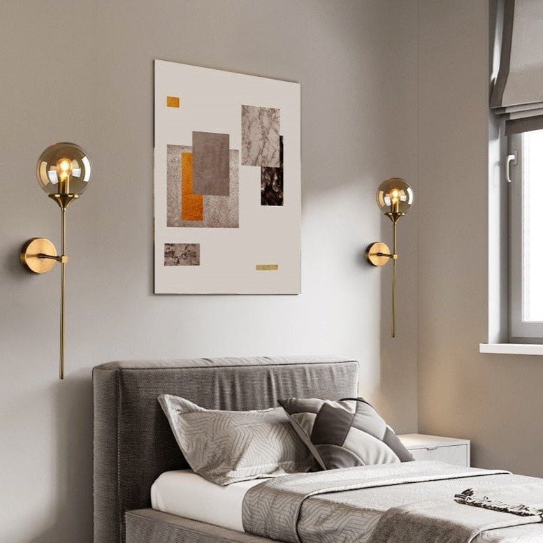 Modern Sleek Stained Glass Metal Wall Light