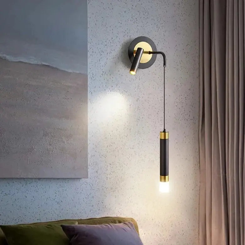 Gold Metal Glass Hanging Wall Lamp – LED Reading Light – Bedroom Living Room
