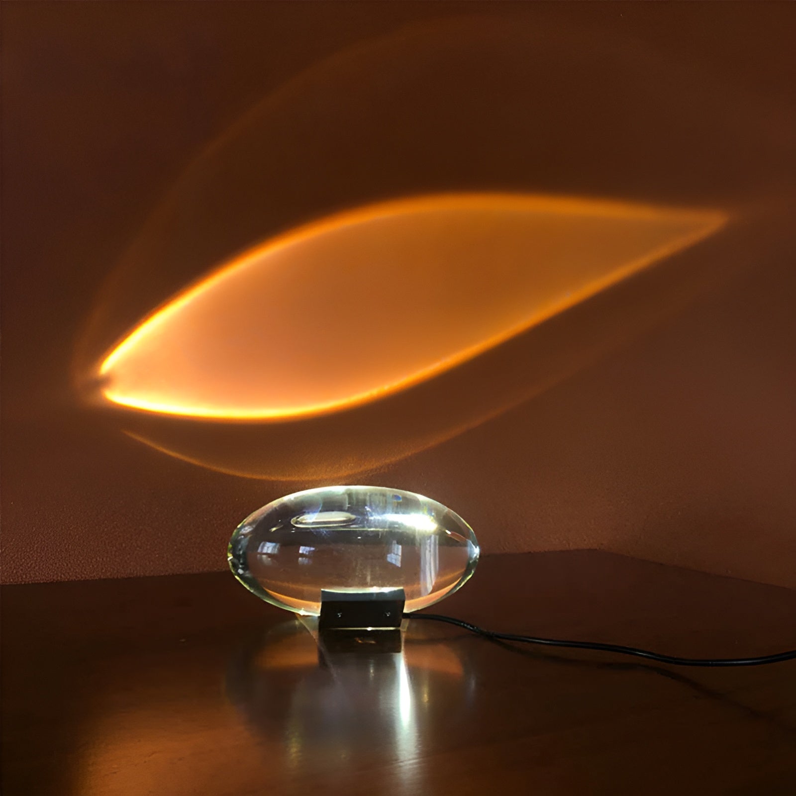 Crystal Projection Table Lamp for Bedroom - LED Prism Ambient Night Light