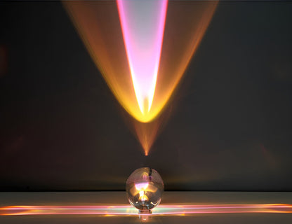 Crystal Projection Table Lamp for Bedroom - LED Prism Ambient Night Light