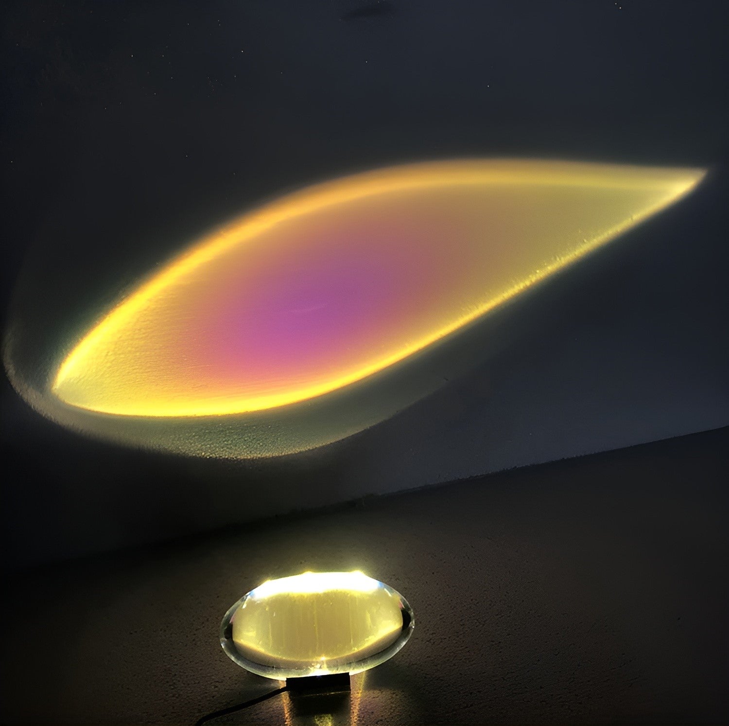 Crystal Projection Table Lamp for Bedroom - LED Prism Ambient Night Light