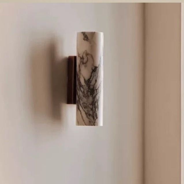 Minimalist Marble Wall Lamp with Brass Base
