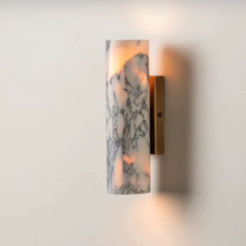 Minimalist Marble Wall Lamp with Brass Base