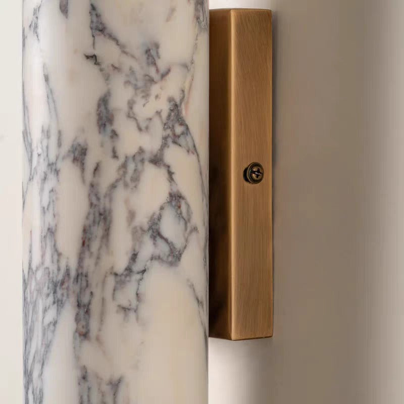 Minimalist Marble Wall Lamp with Brass Base