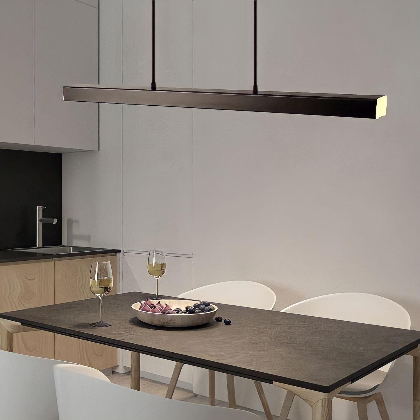 Modern Dimmable Aluminum Adjustable Height Black Kitchen Pendant Light