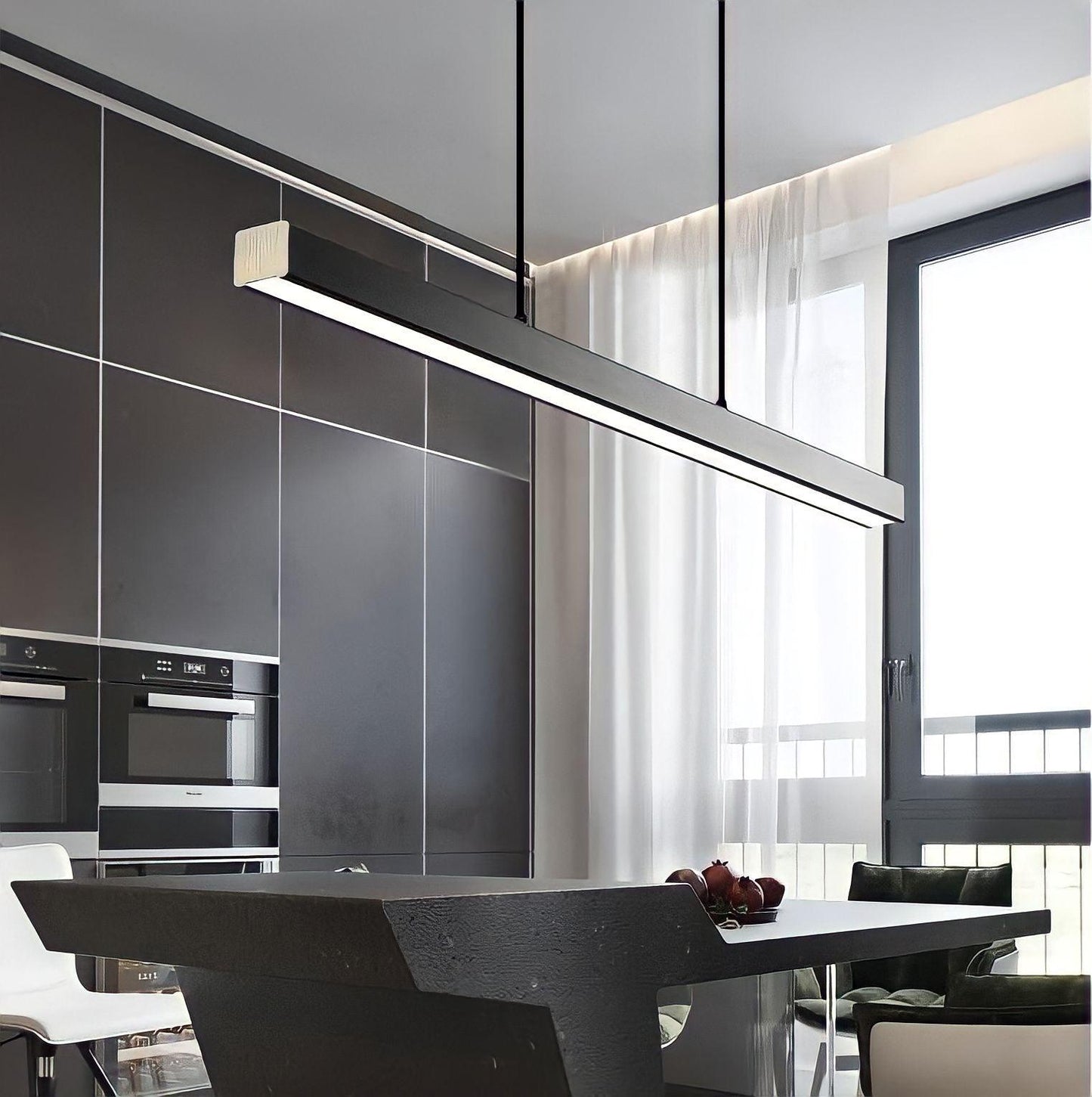 Modern Dimmable Aluminum Adjustable Height Black Kitchen Pendant Light