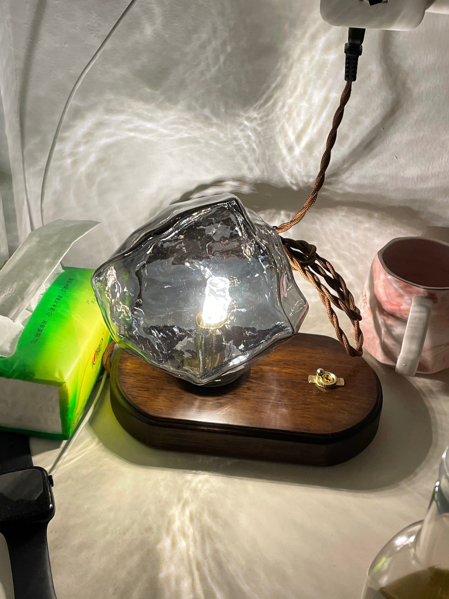 Bedside Table Lamp for Bedroom - Motion Sensor - Matte Glass Shade