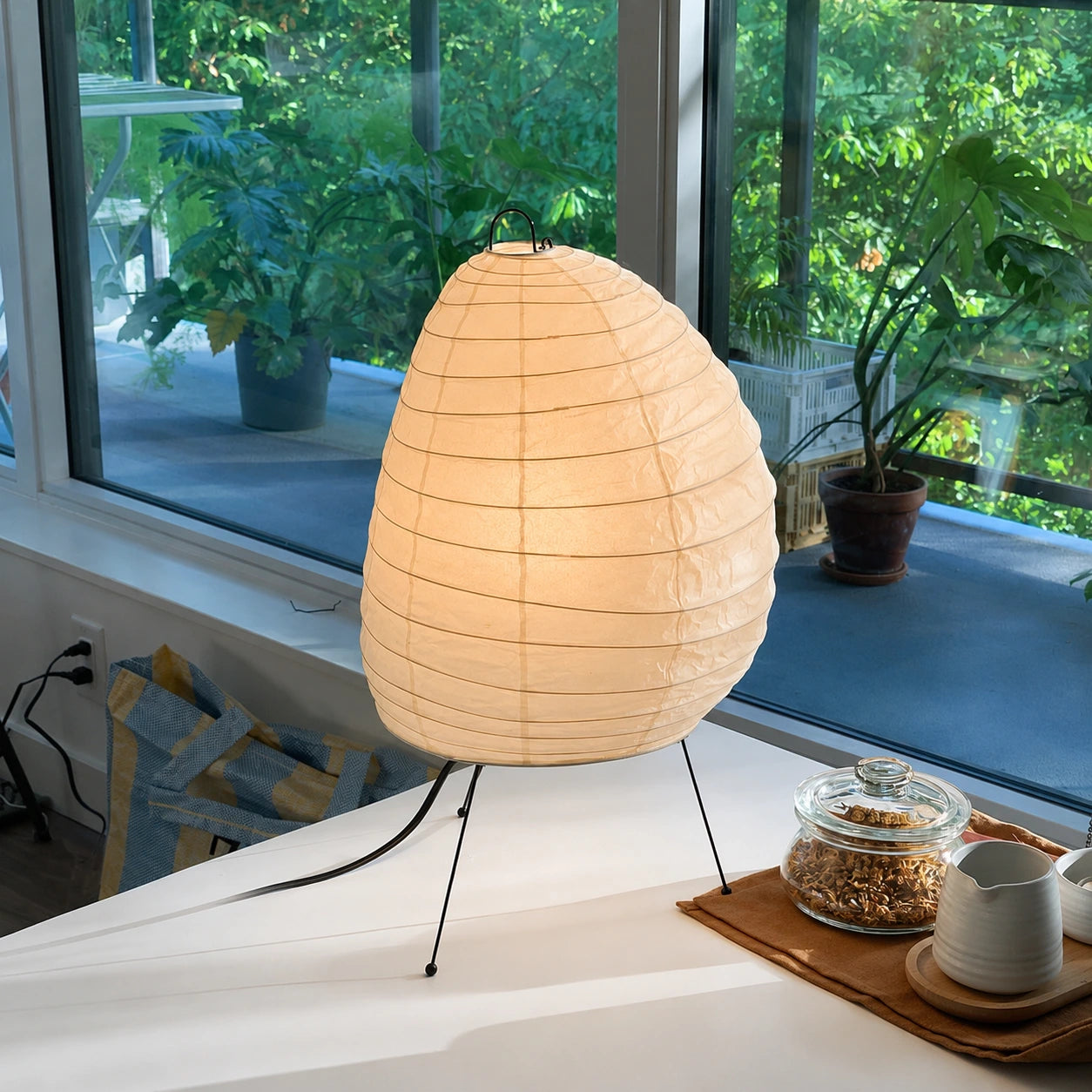 Japanese Rice Paper Tripod Table Lamp