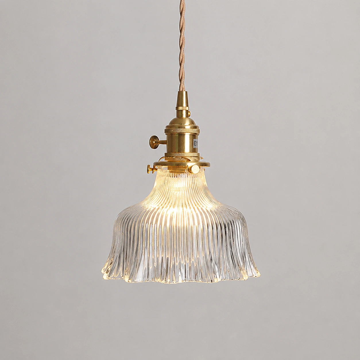 Vintage Ribbed Glass Pendant Light