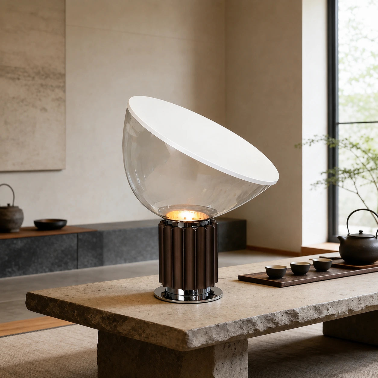Sculptural Glass Bowl Table Lamp