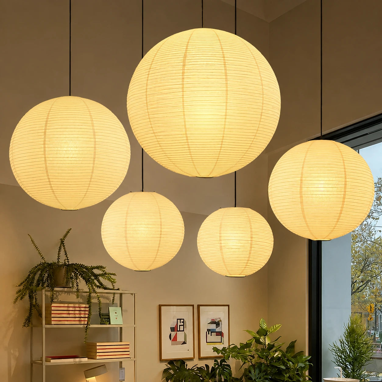 Japanese Paper Globe Pendant Light