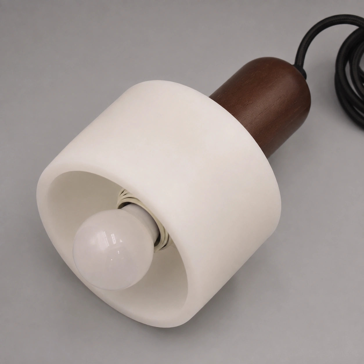 Wabi-Sabi Marble Pendant Light with Wood Detail
