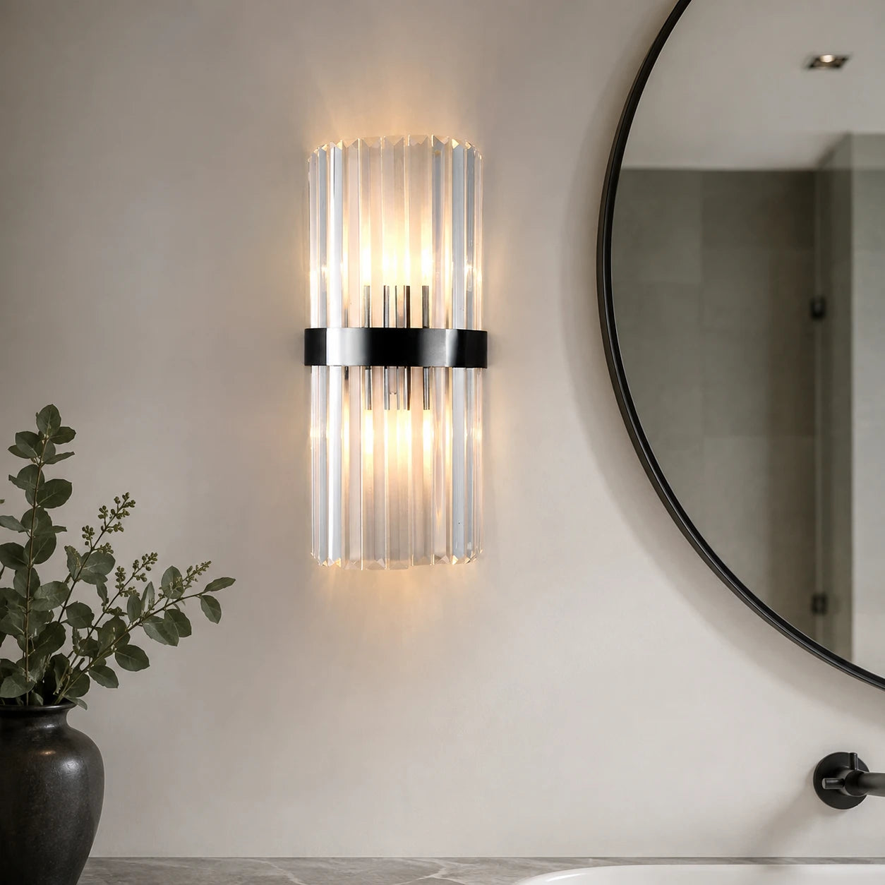 Modern Crystal Wall Light with Metal Frame