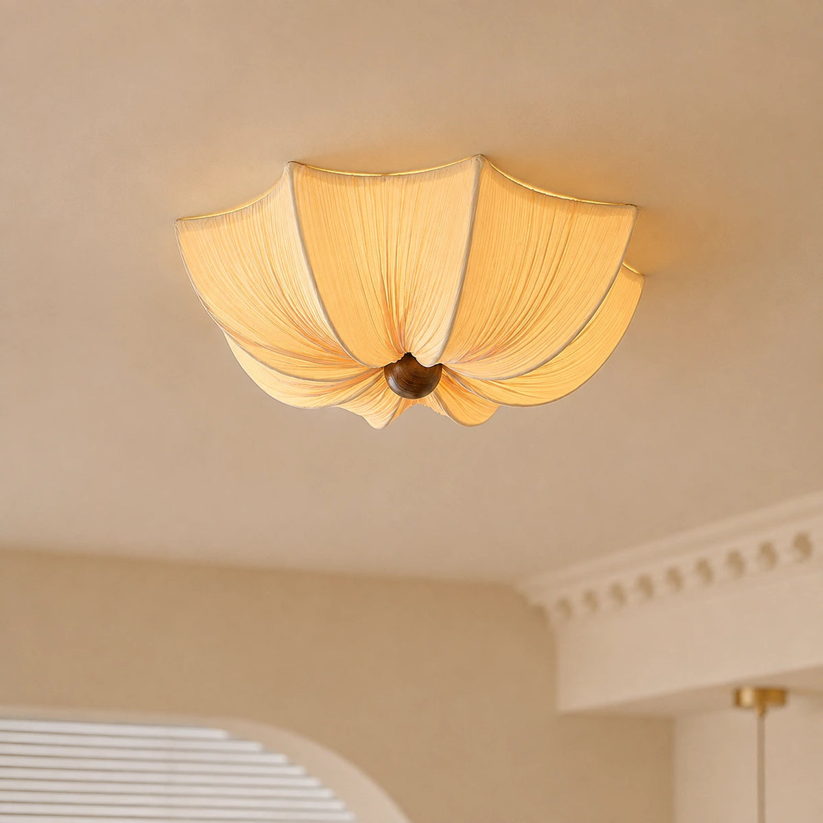 French Pleated Fabric Flower Ceiling Light