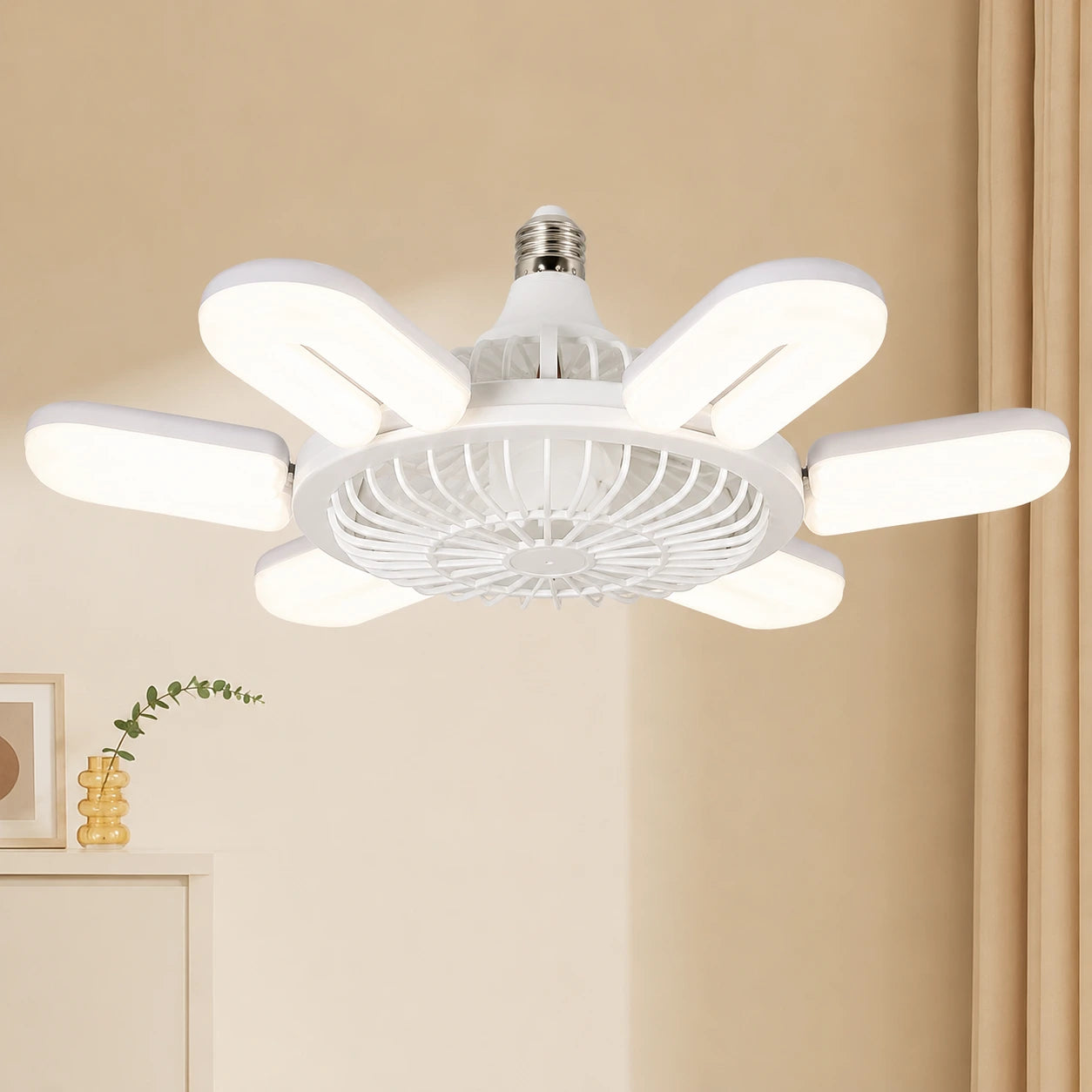 E27 Ceiling Fan Light with Remote Control, Dimmable 40W, 2400 Lumens, 3-Speed, Timer