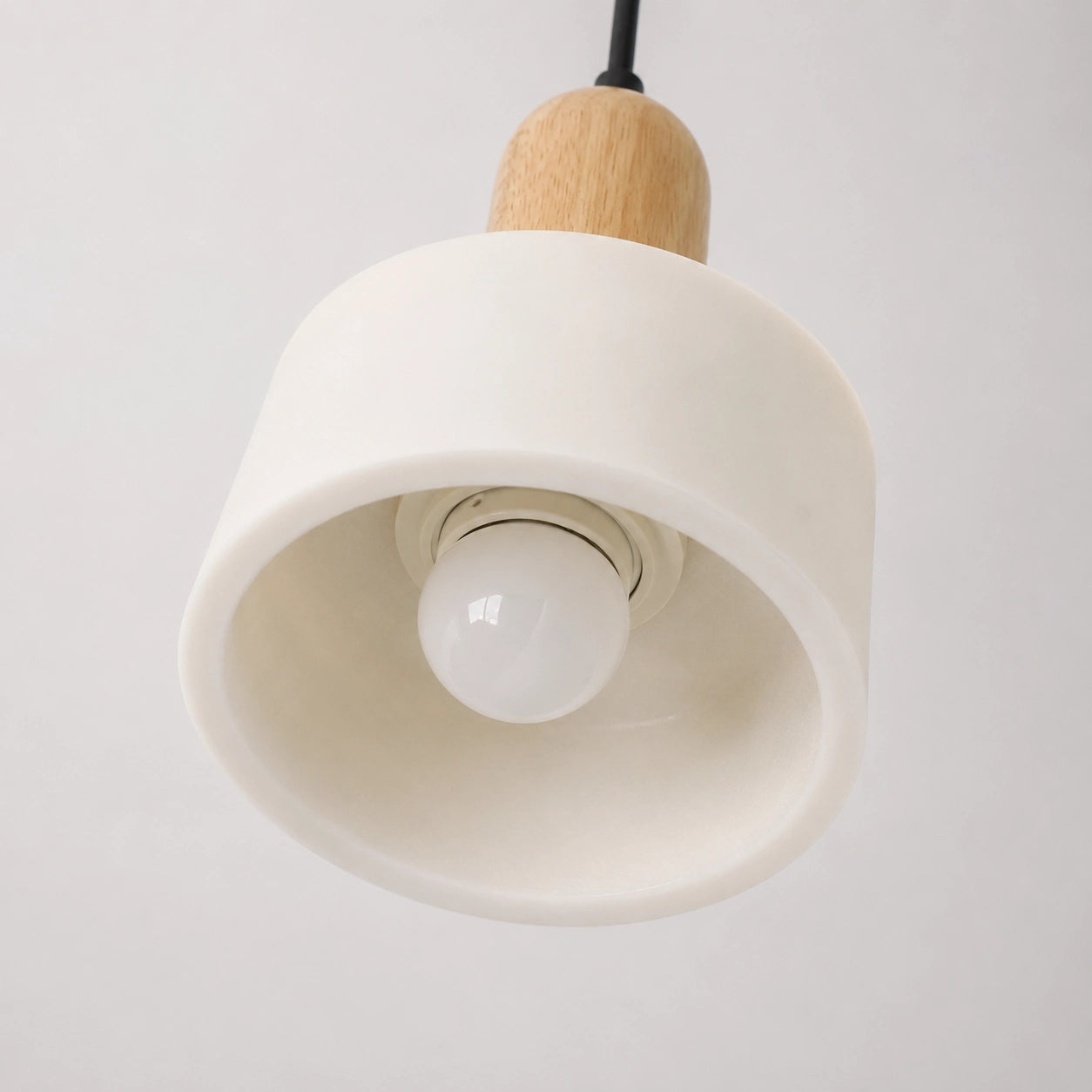 Wabi-Sabi Marble Pendant Light with Wood Detail