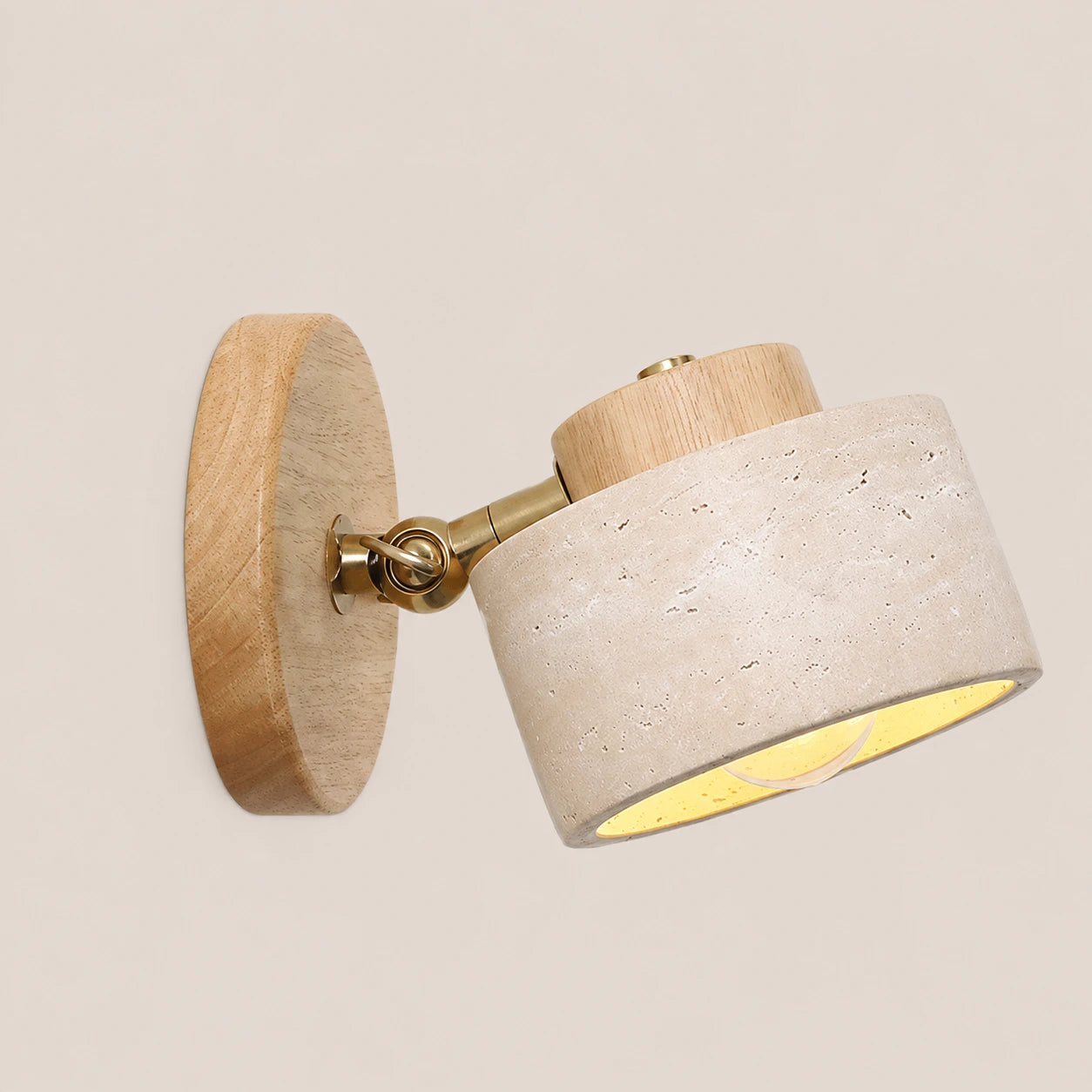 Adjustable Travertine and Wood Wall Light