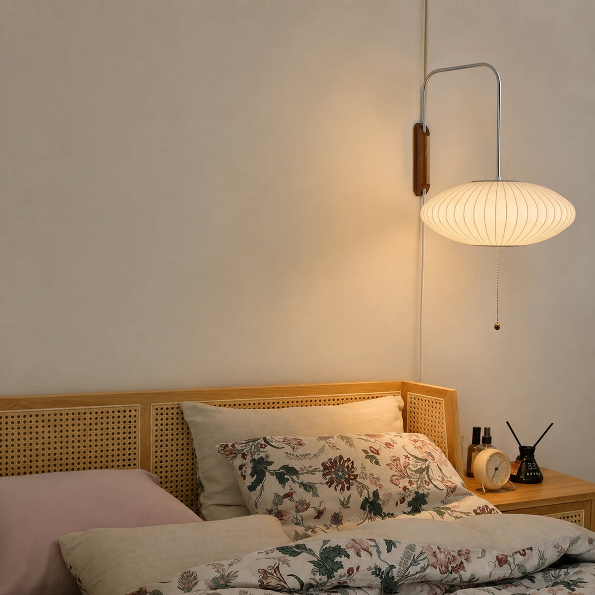 Japanese Silk Lantern Wall Light