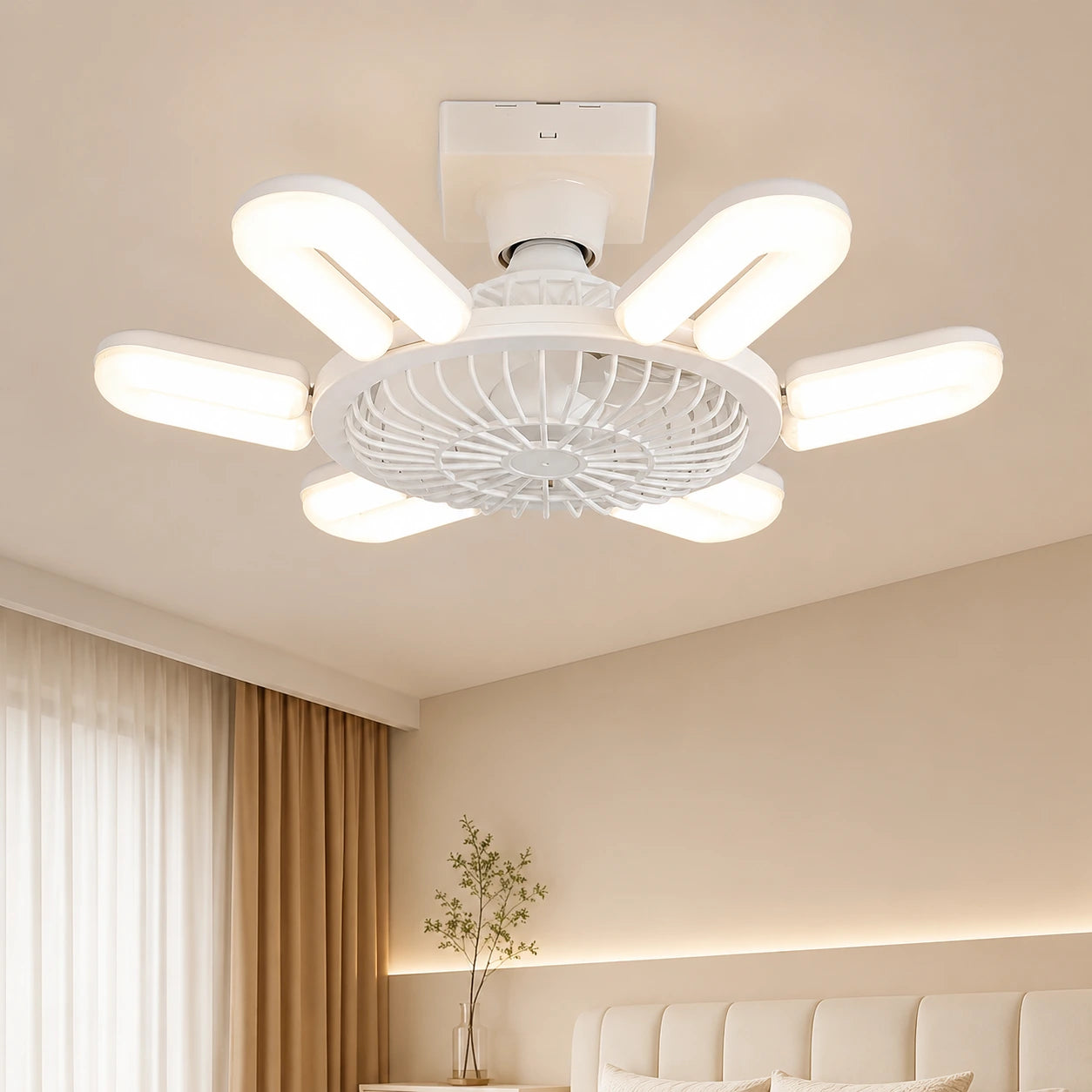 E27 Ceiling Fan Light with Remote Control, Dimmable 40W, 2400 Lumens, 3-Speed, Timer