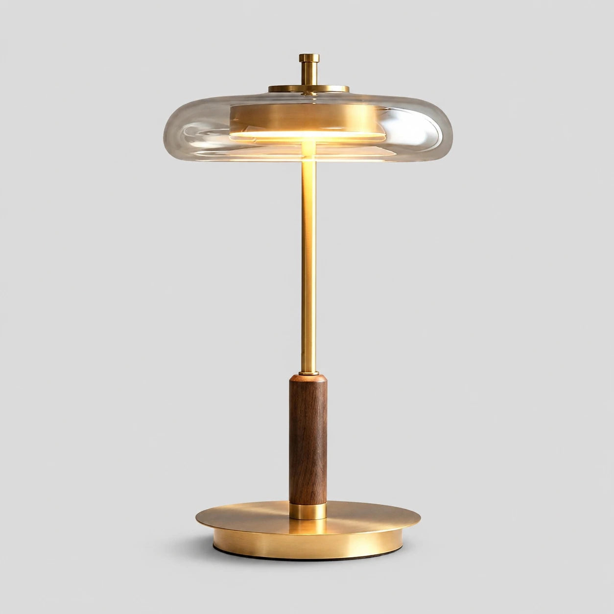Modern Walnut & Glass LED Table Lamp