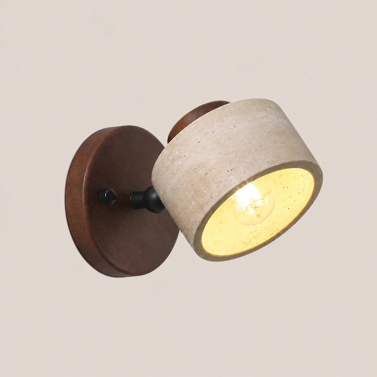 Adjustable Travertine and Wood Wall Light