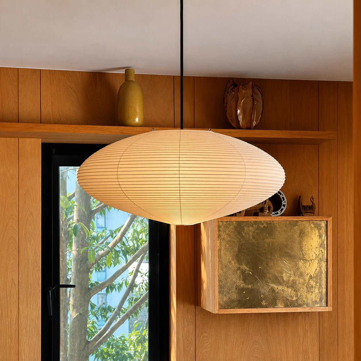 Japanese Oval Rice Paper Pendant Light