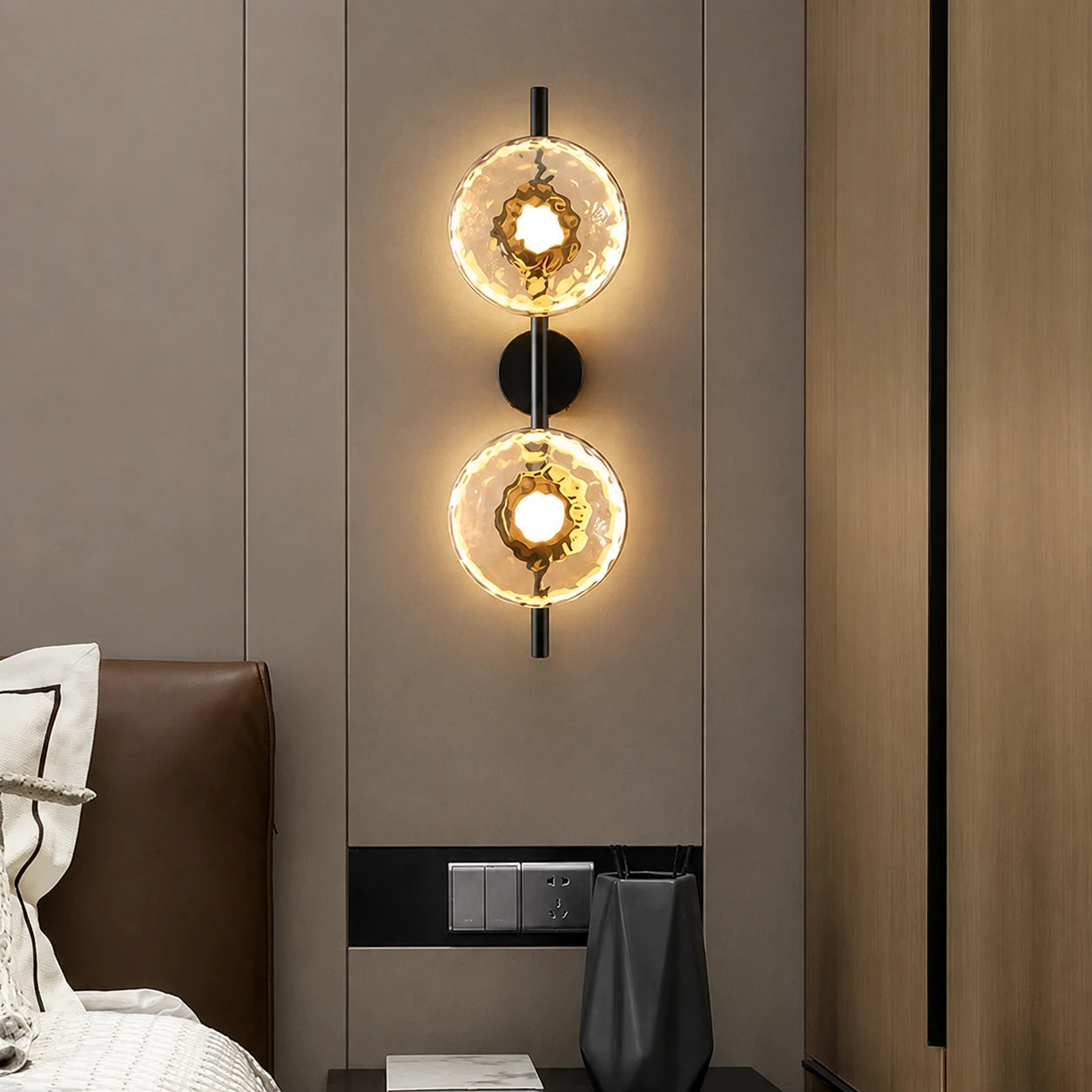 Sculptural Rippled Glass LED Wall Light