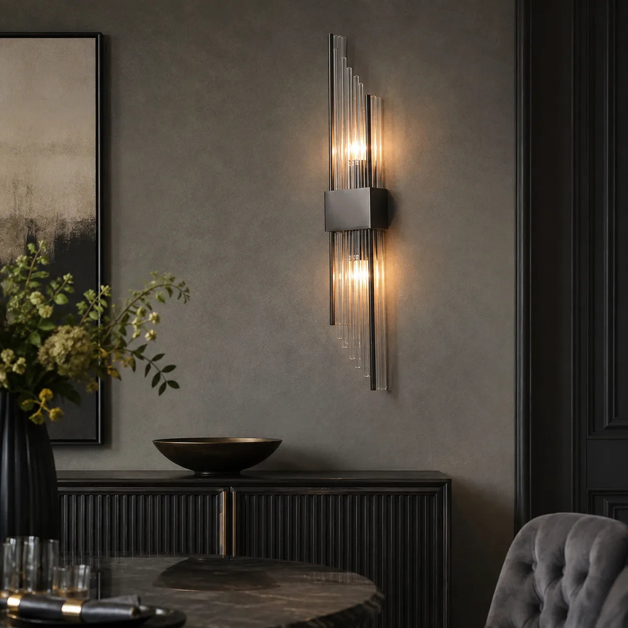 Modern Crystal Wall Light with Metal Frame