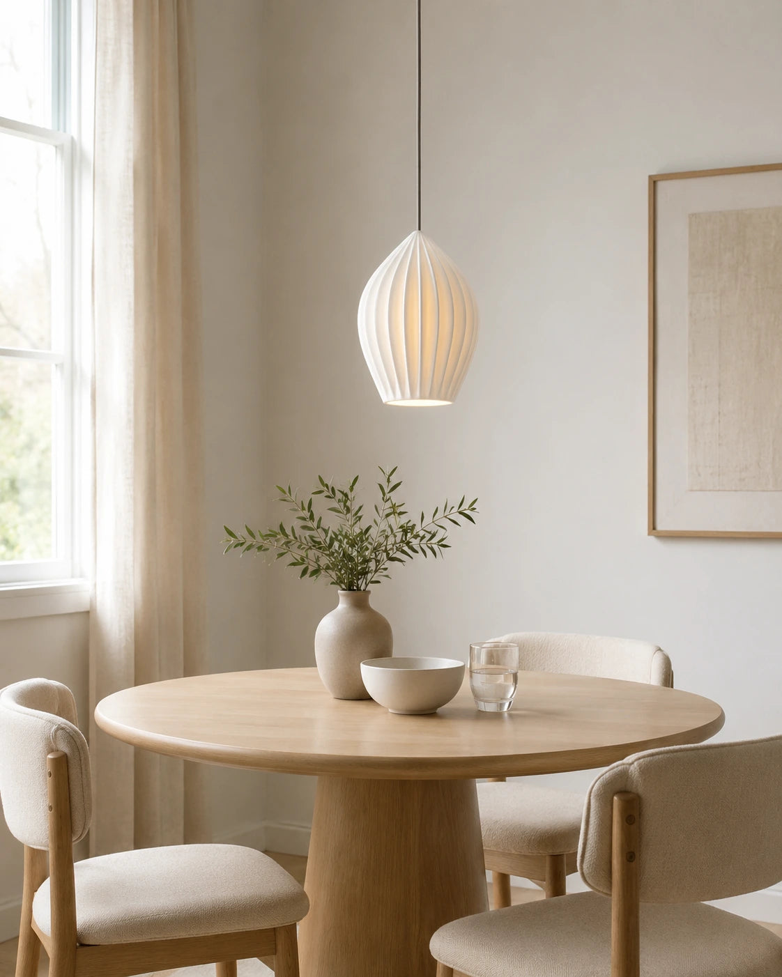 Ribbed Ceramic Pendant Light