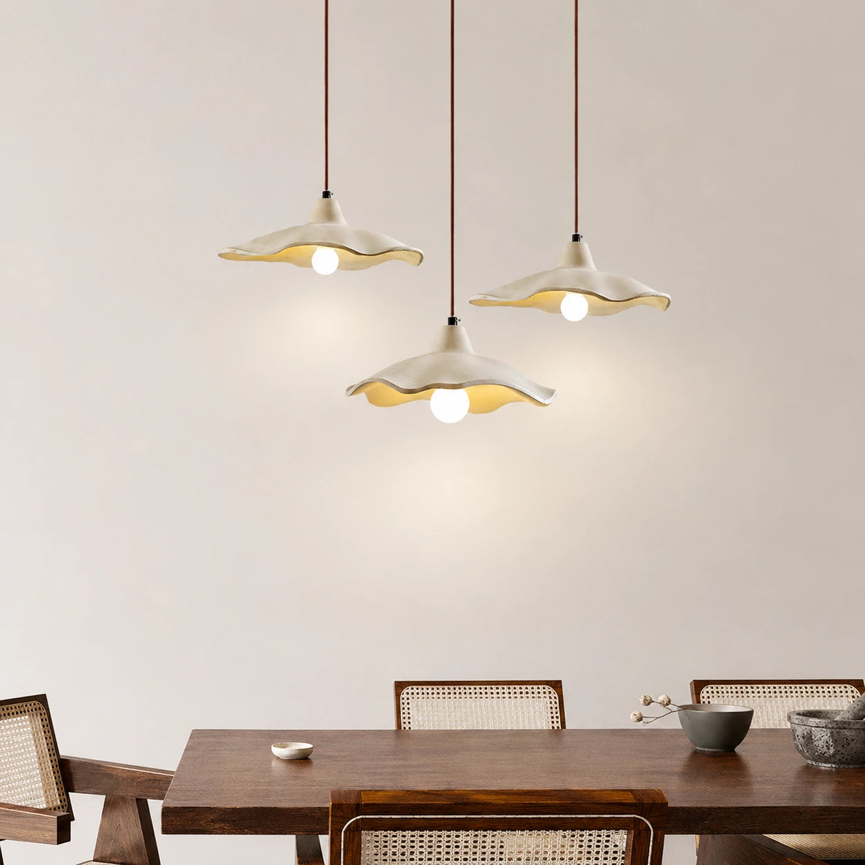 Wabi-Sabi Scalloped Cement Pendant Light