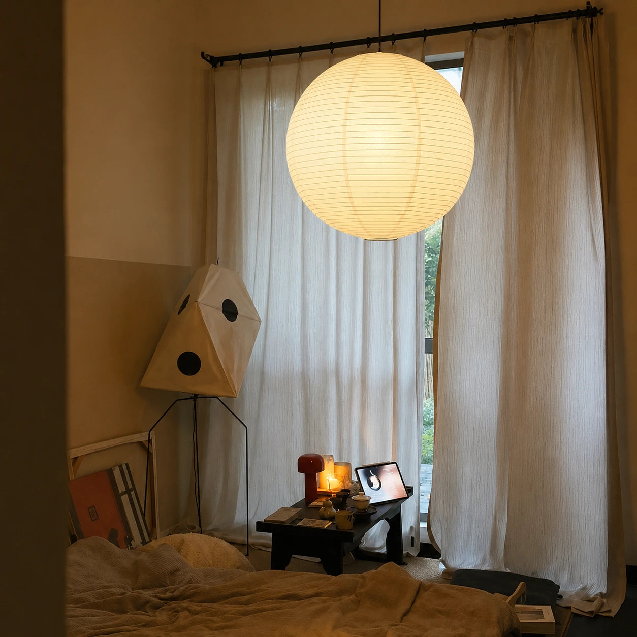 Japanese Paper Globe Pendant Light