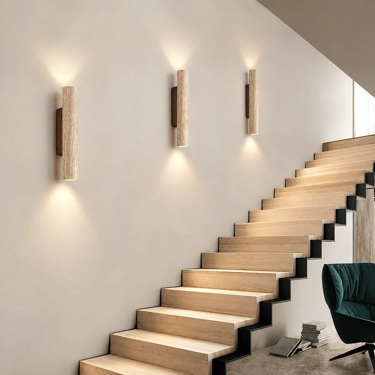 Modern Travertine Up and Down Wall Light