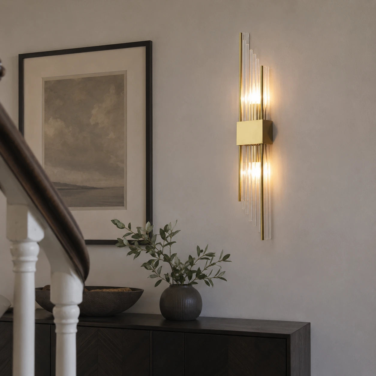Modern Crystal Wall Light with Metal Frame