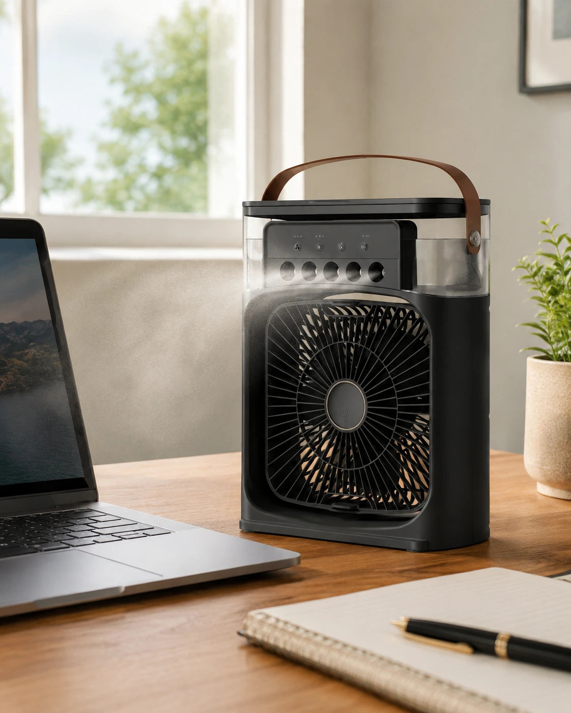 Portable USB Humidifier Fan Air Conditioner with LED Night Light - 3-in-1 Air Cooler, 600ml