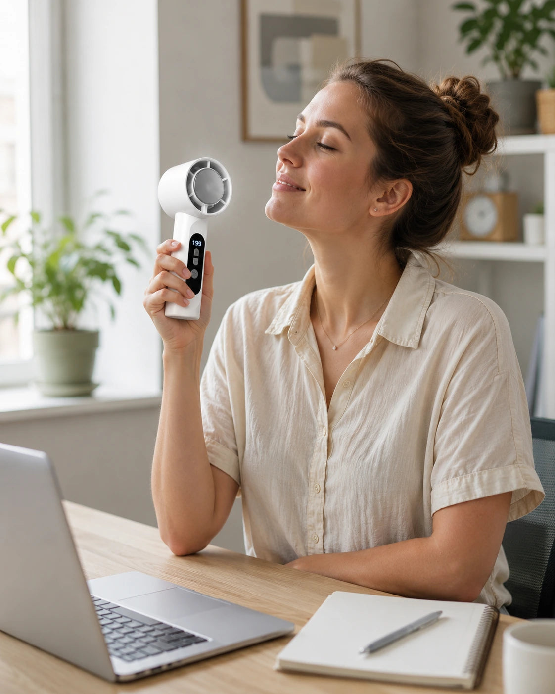 Handheld USB Rechargeable Fan with 199 Speeds and LED Display for Home Office Travel