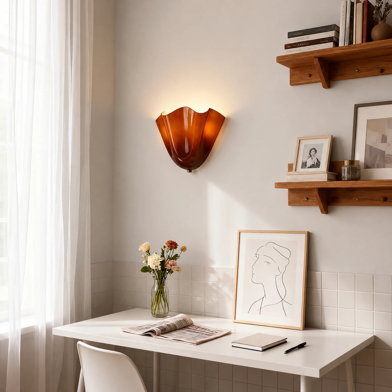 Sculptural Folded Glass Wall Light