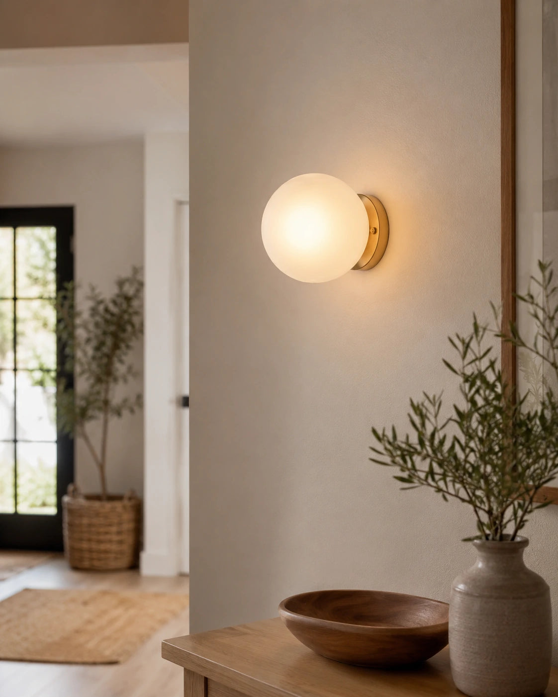 Sculptural Rippled Glass LED Wall Light