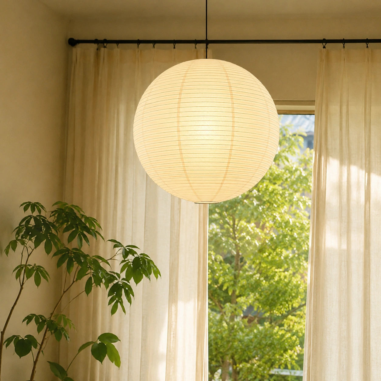 Japanese Paper Globe Pendant Light