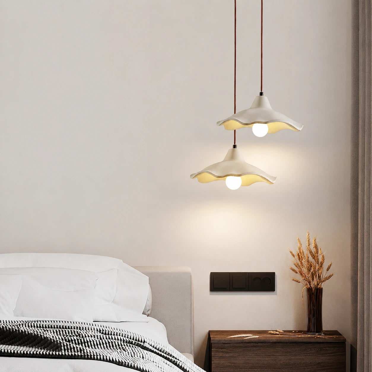 Wabi-Sabi Scalloped Cement Pendant Light