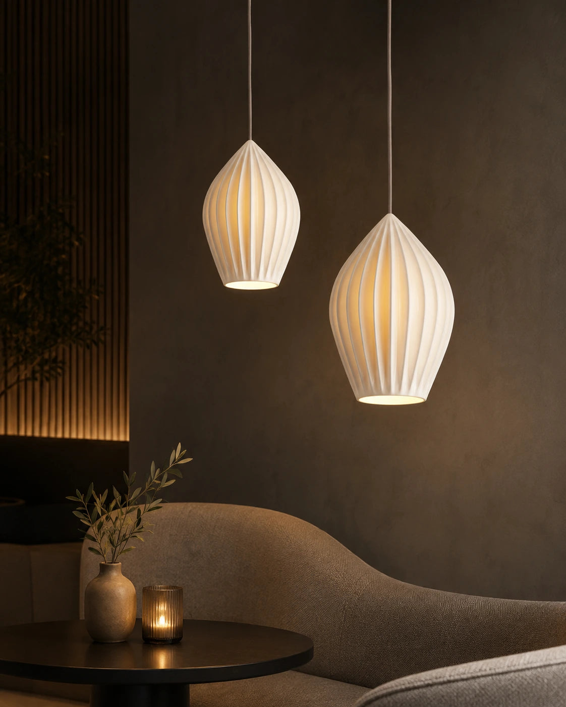 Ribbed Ceramic Pendant Light