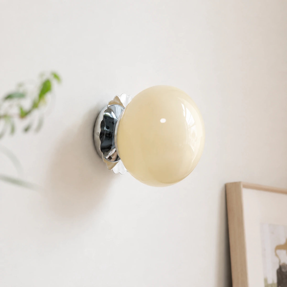 Vintage Opal Glass Globe Wall Light