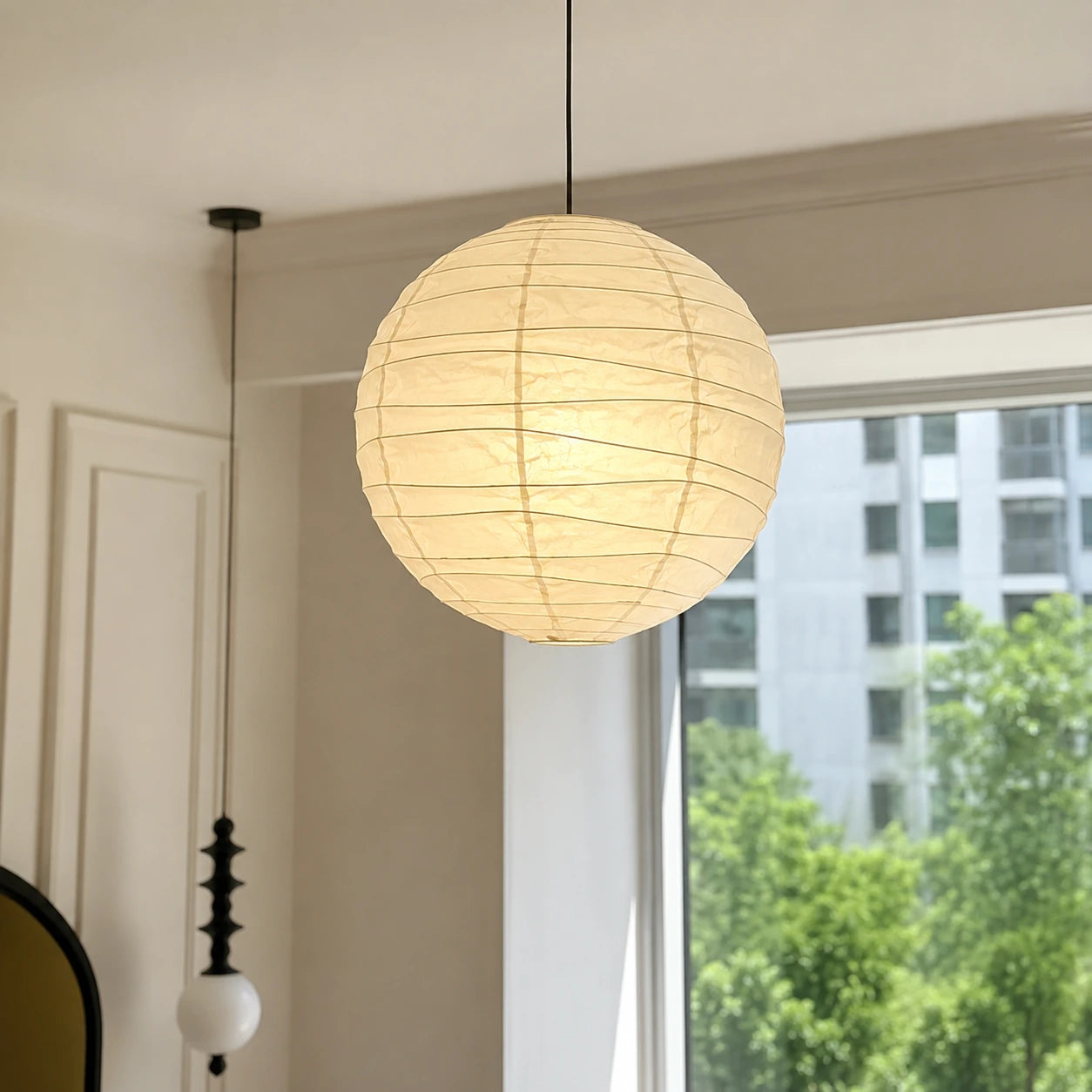 Japanese Parchment Paper Globe Pendant Light
