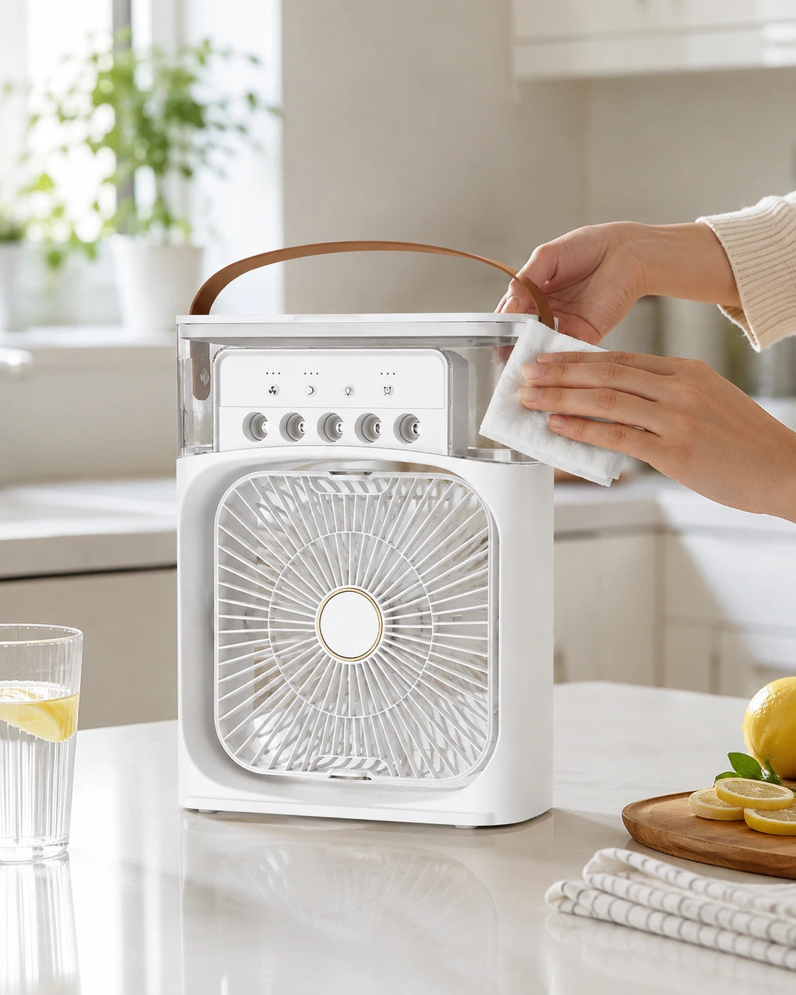 Portable USB Humidifier Fan Air Conditioner with LED Night Light - 3-in-1 Air Cooler, 600ml